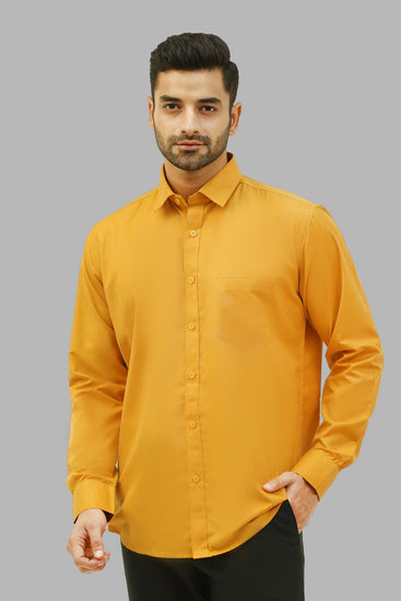 Bluebird Men's Mustard Formal Shirt - Veshbhoshaa