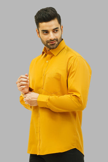 Bluebird Men's Mustard Formal Shirt - Veshbhoshaa