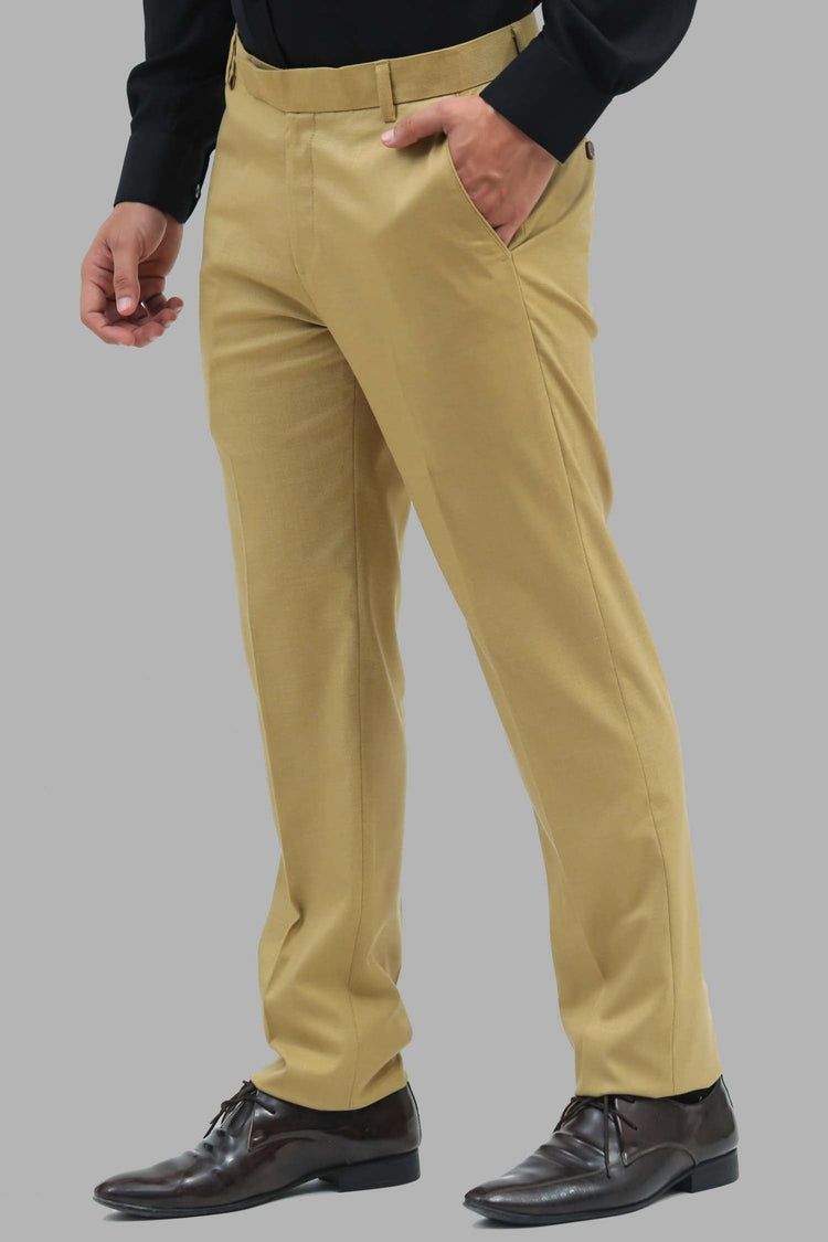 Bluebird Men's Mustard Formal Trousers - Veshbhoshaa