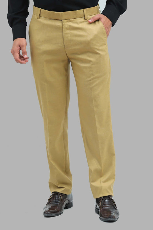 Bluebird Men's Mustard Formal Trousers - Veshbhoshaa