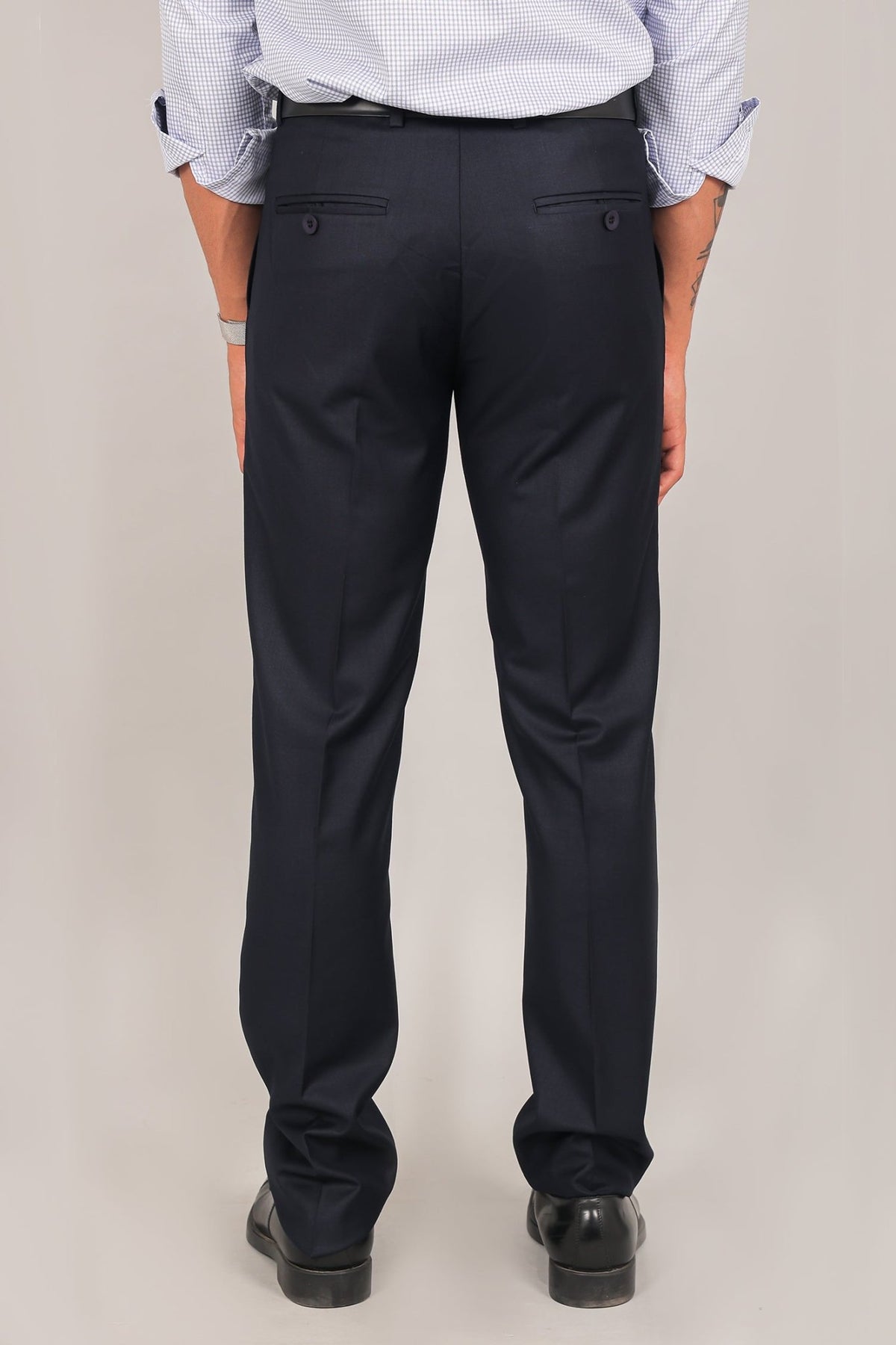 Bluebird Men's Navy Blue Formal Trouser - Veshbhoshaa
