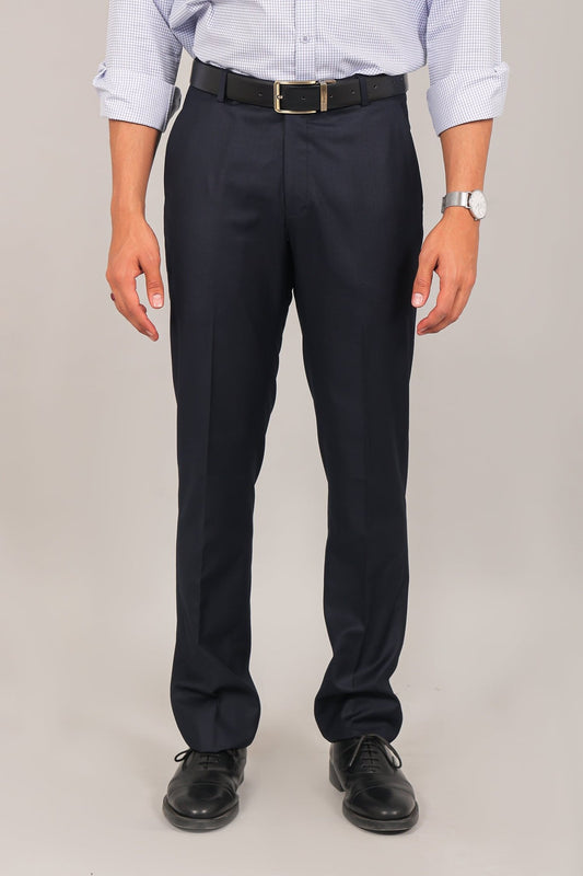 Bluebird Men's Navy Blue Formal Trouser - Veshbhoshaa