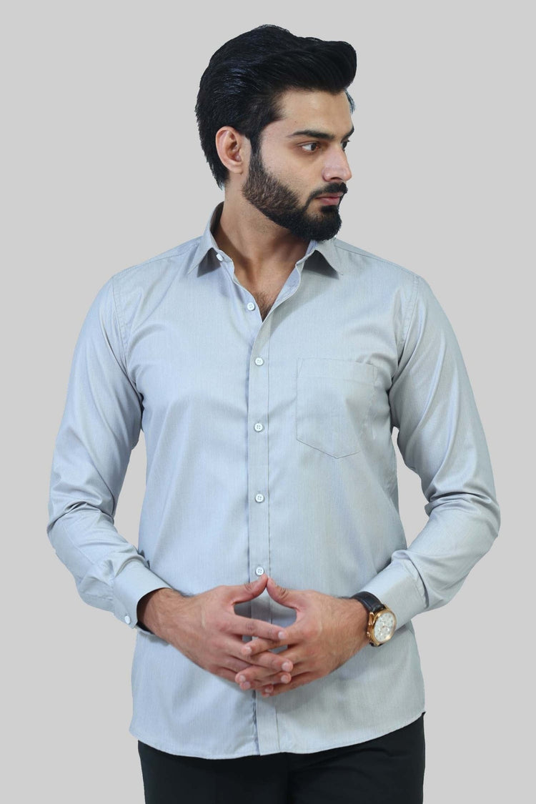 Bluebird Men's Off Grey Formal Shirt - Veshbhoshaa