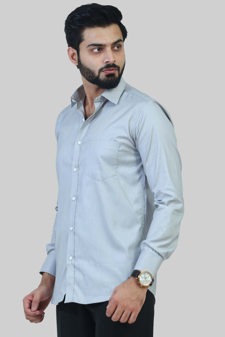 Bluebird Men's Off Grey Formal Shirt - Veshbhoshaa