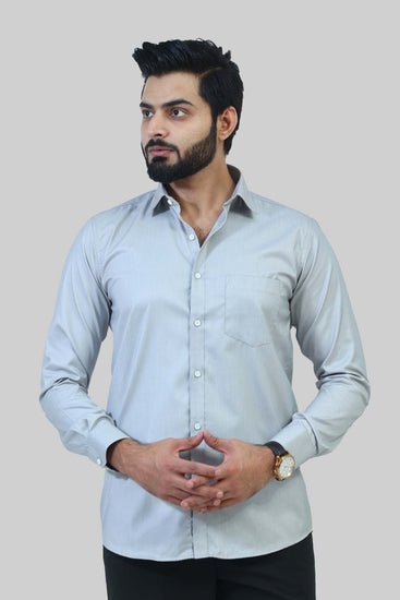 Bluebird Men's Off Grey Formal Shirt - Veshbhoshaa