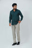 Bluebird Men's Olive Green Cotton Lycra Formal Shirt - Veshbhoshaa