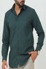 Bluebird Men's Olive Green Cotton Lycra Formal Shirt - Veshbhoshaa