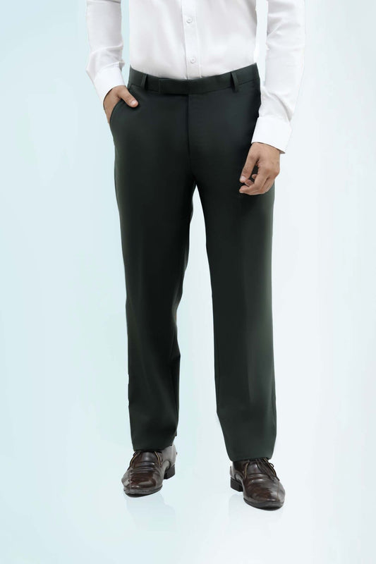 Bluebird Men's Olive Green Formal Trousers - Veshbhoshaa