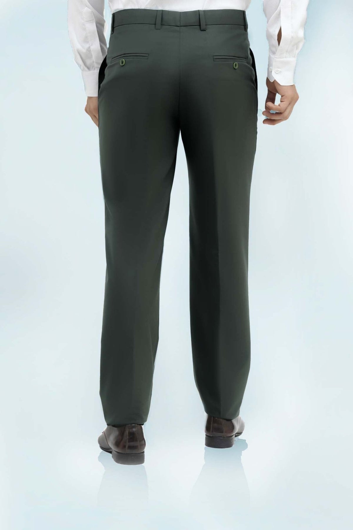 Bluebird Men's Olive Green Formal Trousers - Veshbhoshaa