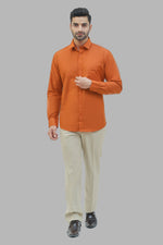 Bluebird Men's Orange Formal Shirt - Veshbhoshaa