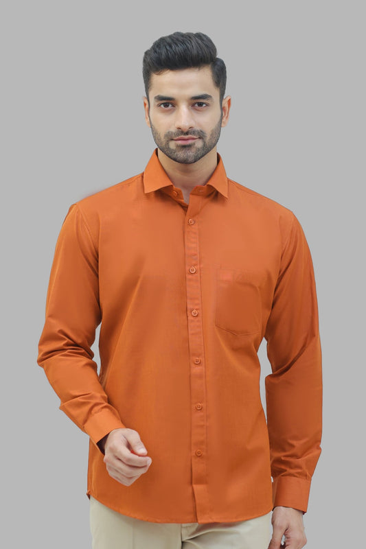 Bluebird Men's Orange Formal Shirt - Veshbhoshaa