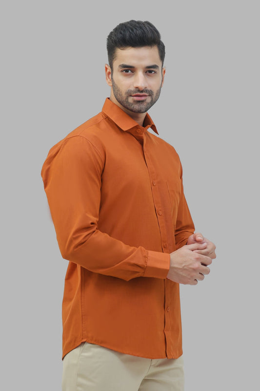 Bluebird Men's Orange Formal Shirt - Veshbhoshaa