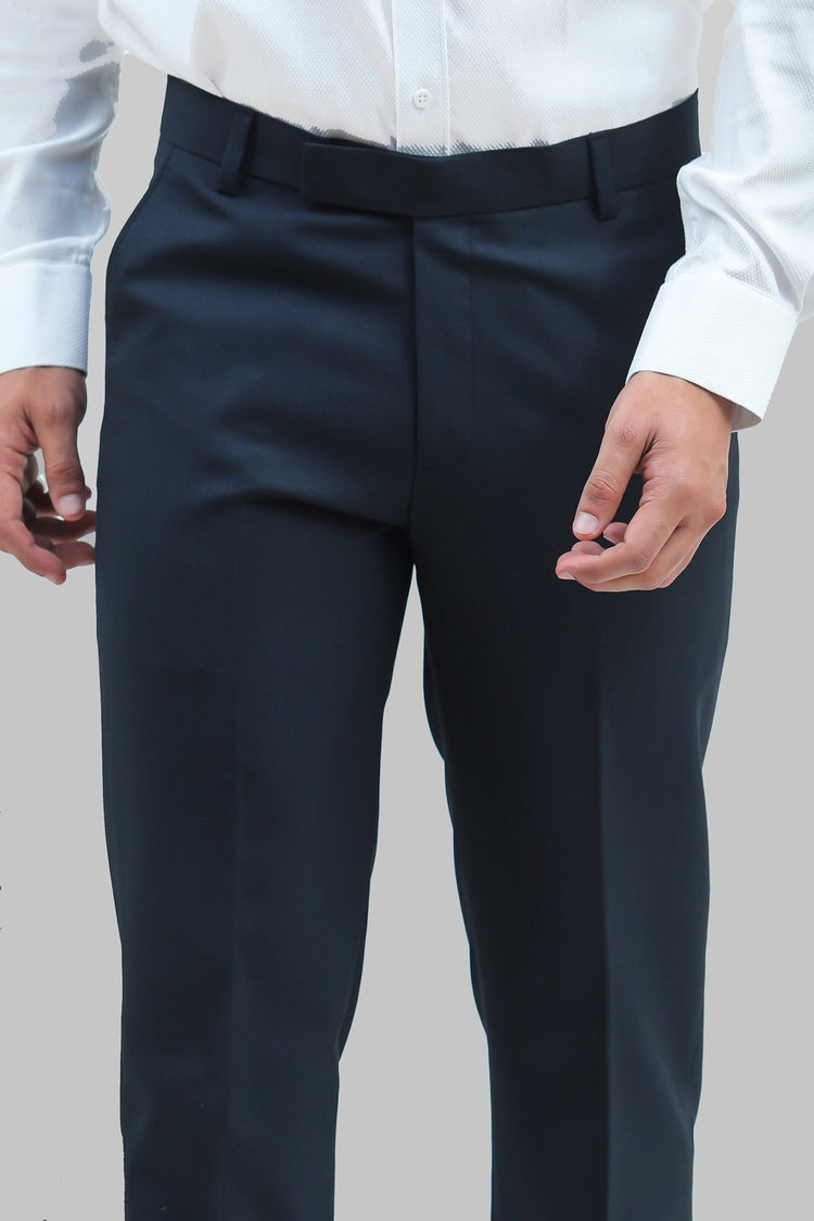 Bluebird Men's Oxford Blue Formal Trouser - Veshbhoshaa