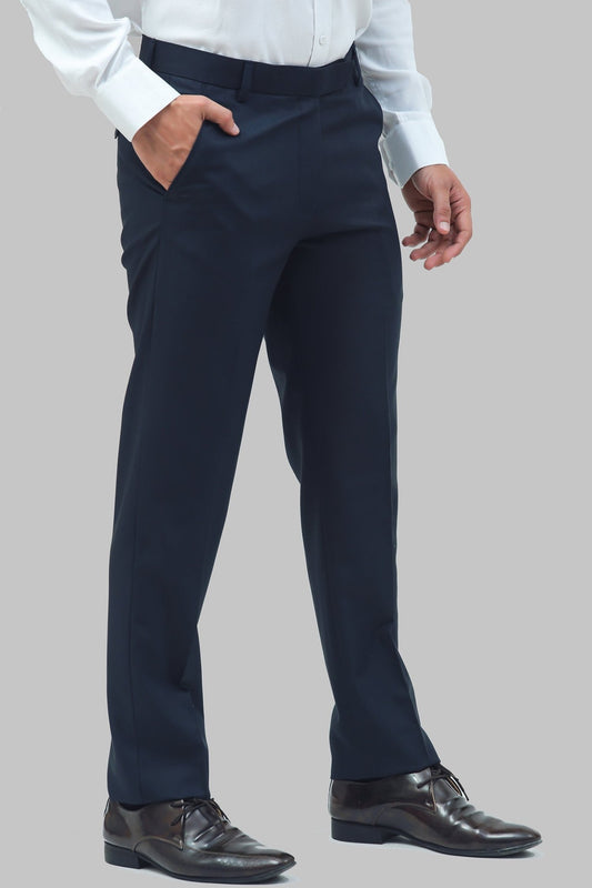 Bluebird Men's Oxford Blue Formal Trouser - Veshbhoshaa