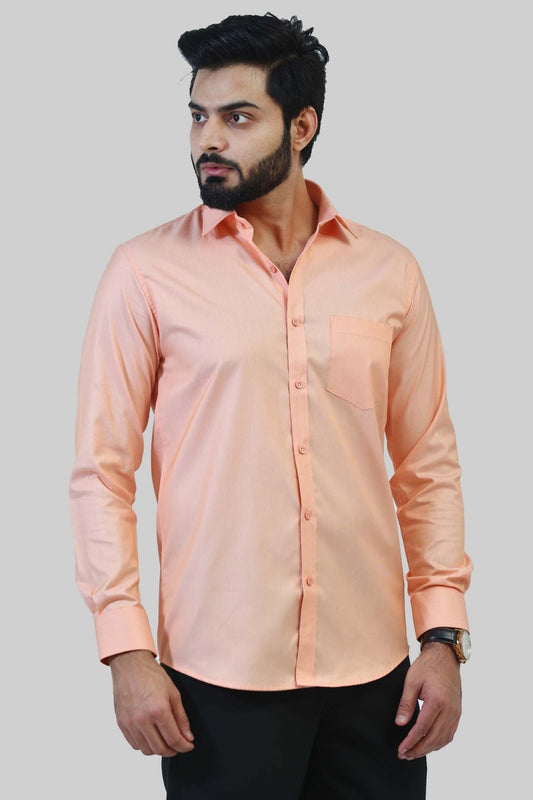 Bluebird Men's Peach Formal Shirt - Veshbhoshaa