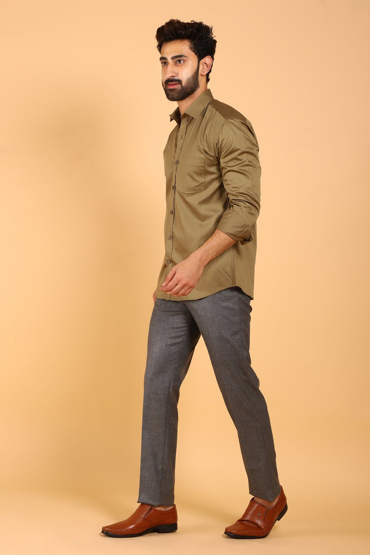 Bluebird Men's Peanut Color Premium Satin Shirt - Veshbhoshaa