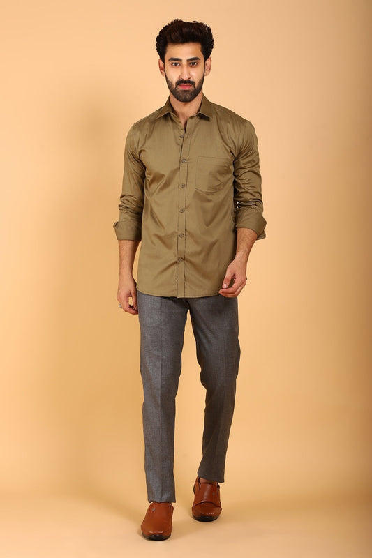 Bluebird Men's Peanut Color Premium Satin Shirt - Veshbhoshaa