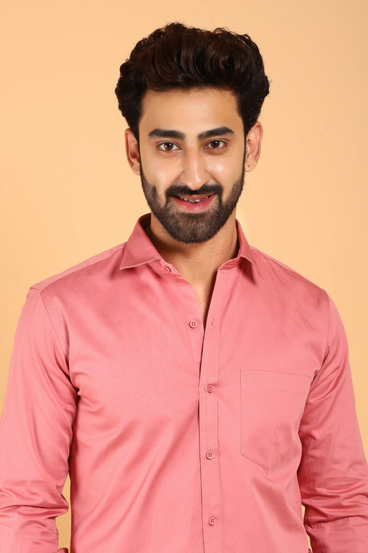 Bluebird Men's Pink Color Premium Satin Shirt - Veshbhoshaa