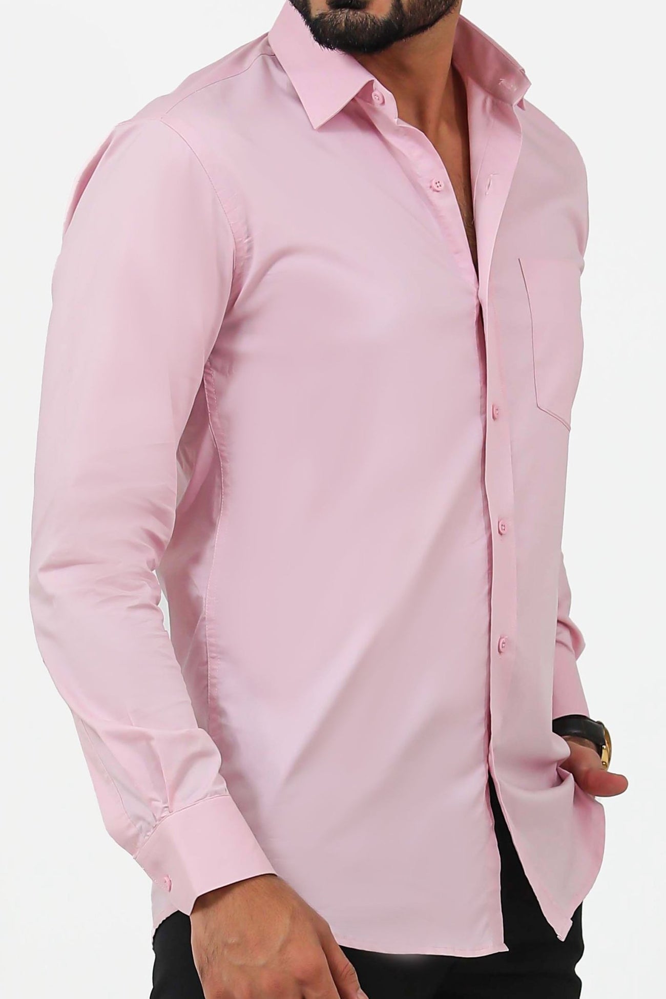 strapless open back dress Bluebird Men's Pink Cotton Lycra Formal Shirt