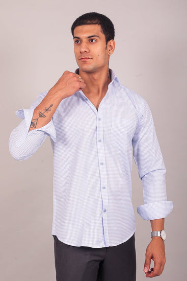 Bluebird Men's Sky Blue Check Shirt - Veshbhoshaa