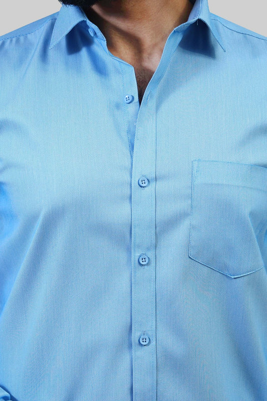 Bluebird Men's Sky Blue Formal Shirt - Veshbhoshaa