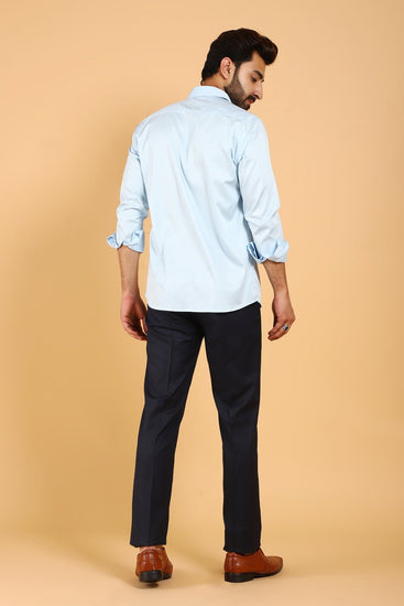 Bluebird Men's Sky Blue Premium Satin Shirt - Veshbhoshaa