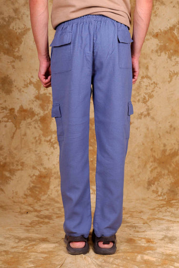 Bluebird Men's Slim Fit Cotton Cargo Pant Blue - Veshbhoshaa