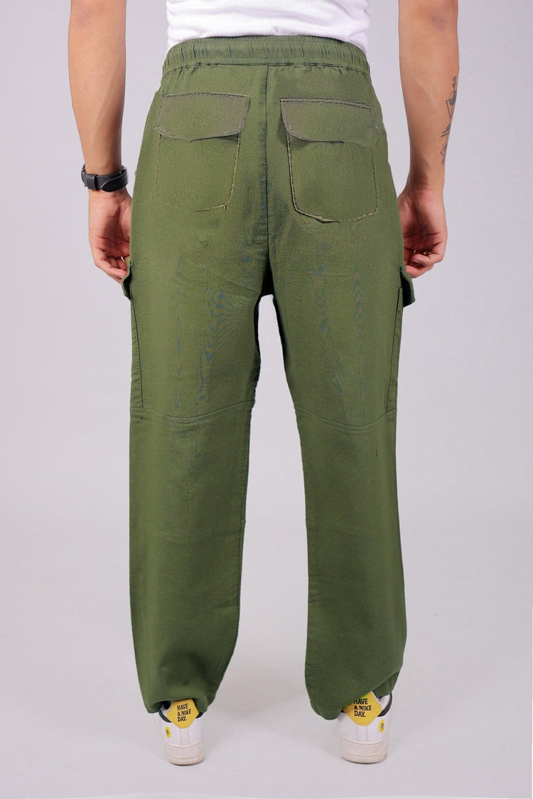 Bluebird Men's Slim Fit Cotton Cargo Pant Green - Veshbhoshaa