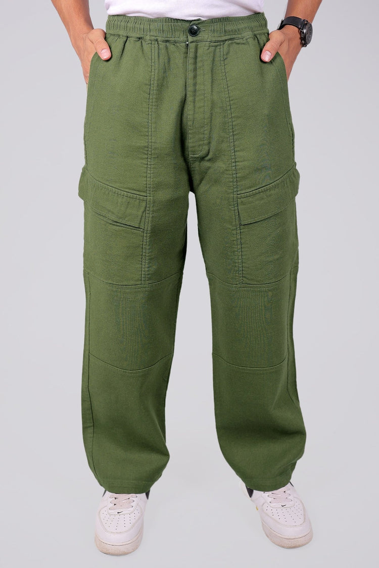 Bluebird Men's Slim Fit Cotton Cargo Pant Green - Veshbhoshaa