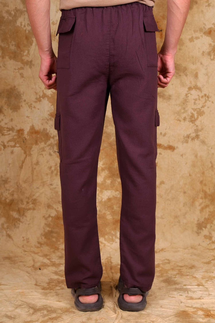 Bluebird Men's Slim Fit Cotton Cargo Pant Maroon - Veshbhoshaa