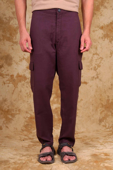 Bluebird Men's Slim Fit Cotton Cargo Pant Maroon - Veshbhoshaa