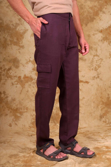 Bluebird Men's Slim Fit Cotton Cargo Pant Maroon - Veshbhoshaa