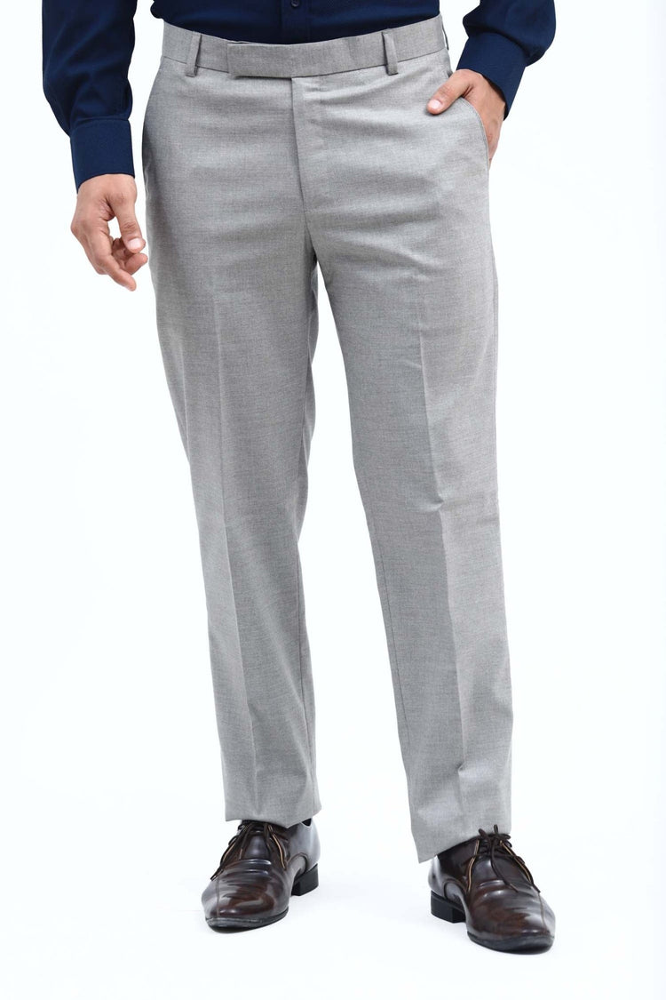 Bluebird Men's Steel Grey Formal Trouser - Veshbhoshaa