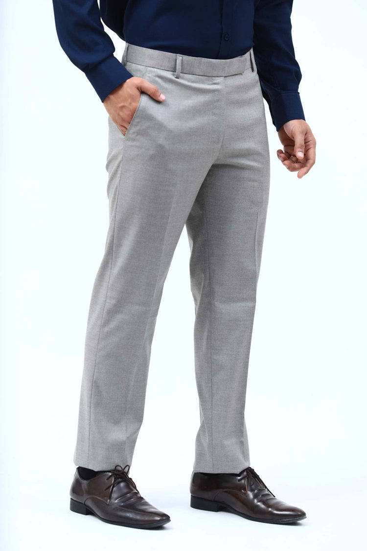 Bluebird Men's Steel Grey Formal Trouser - Veshbhoshaa