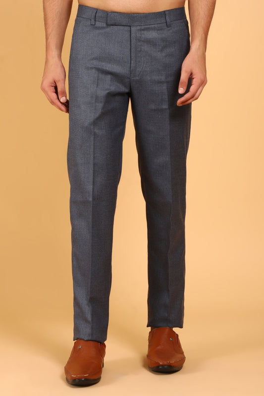 Bluebird Men's Steel Grey Lycra Formal Trouser - Veshbhoshaa