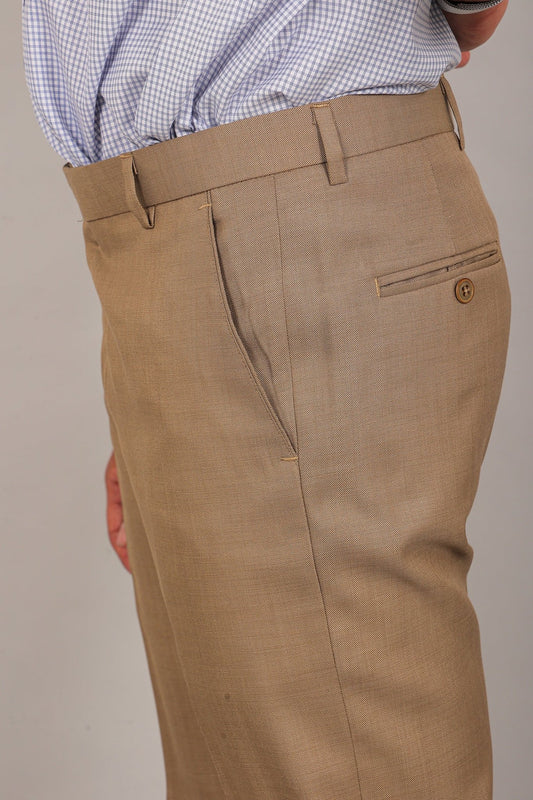 Bluebird Men's Tan Formal Trouser - Veshbhoshaa