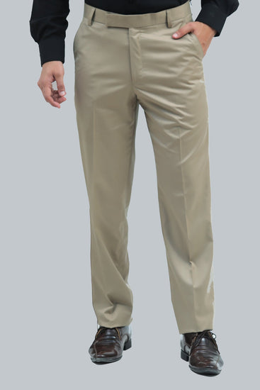 Bluebird Men's Tan Sheen Formal Trouser - Veshbhoshaa