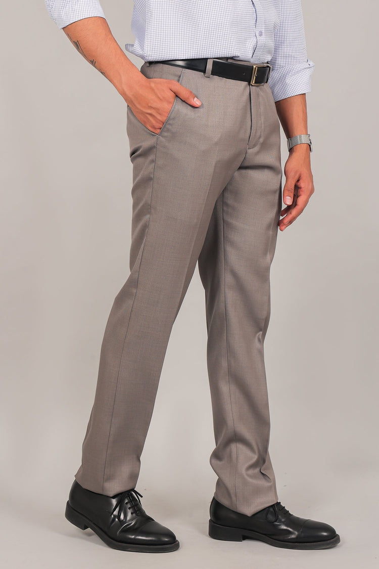 Bluebird Men's Taupe Formal Trouser - Veshbhoshaa