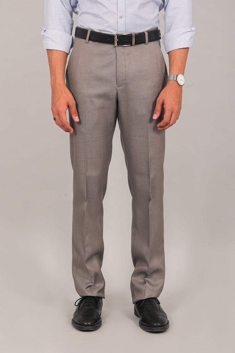 Bluebird Men's Taupe Formal Trouser - Veshbhoshaa