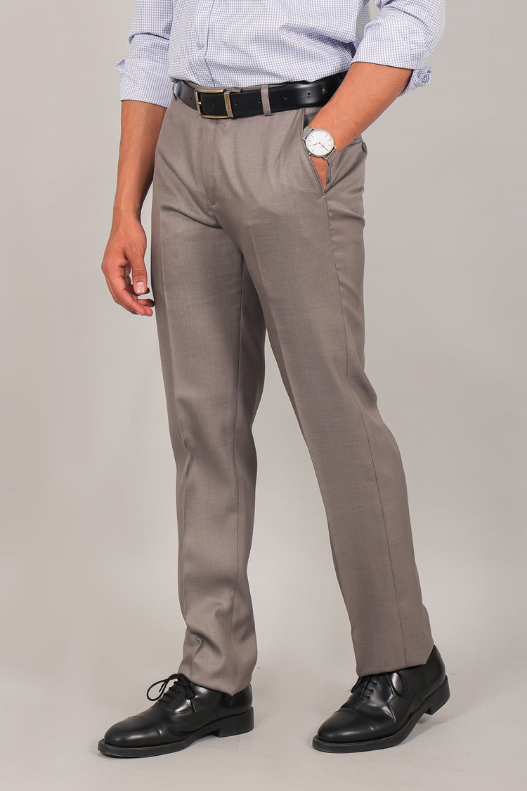 Bluebird Men's Taupe Formal Trouser - Veshbhoshaa