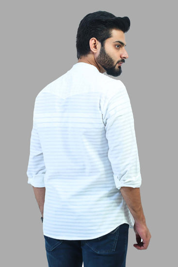 Bluebird Men's White Casual Short Kurta - Veshbhoshaa