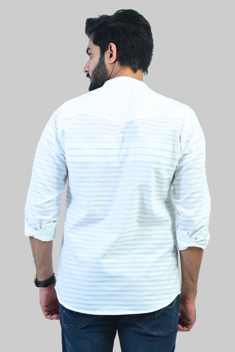 Bluebird Men's White Casual Short Kurta - Veshbhoshaa