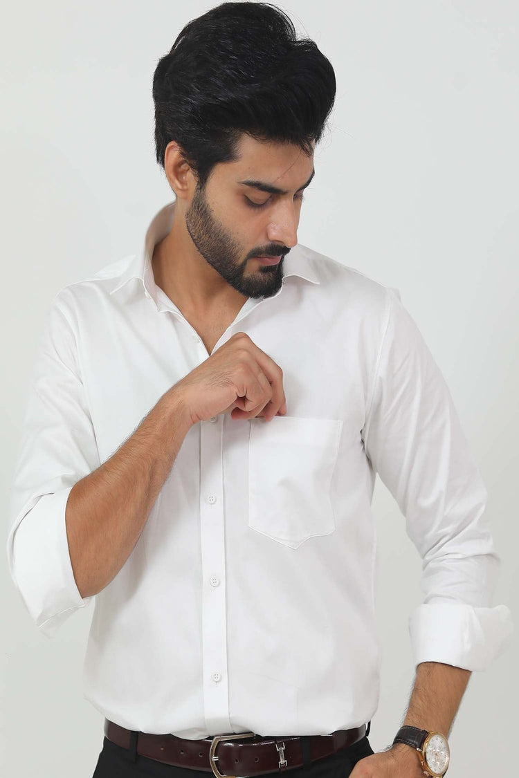 Bluebird Men's White Cufflink Formal Shirt - Veshbhoshaa