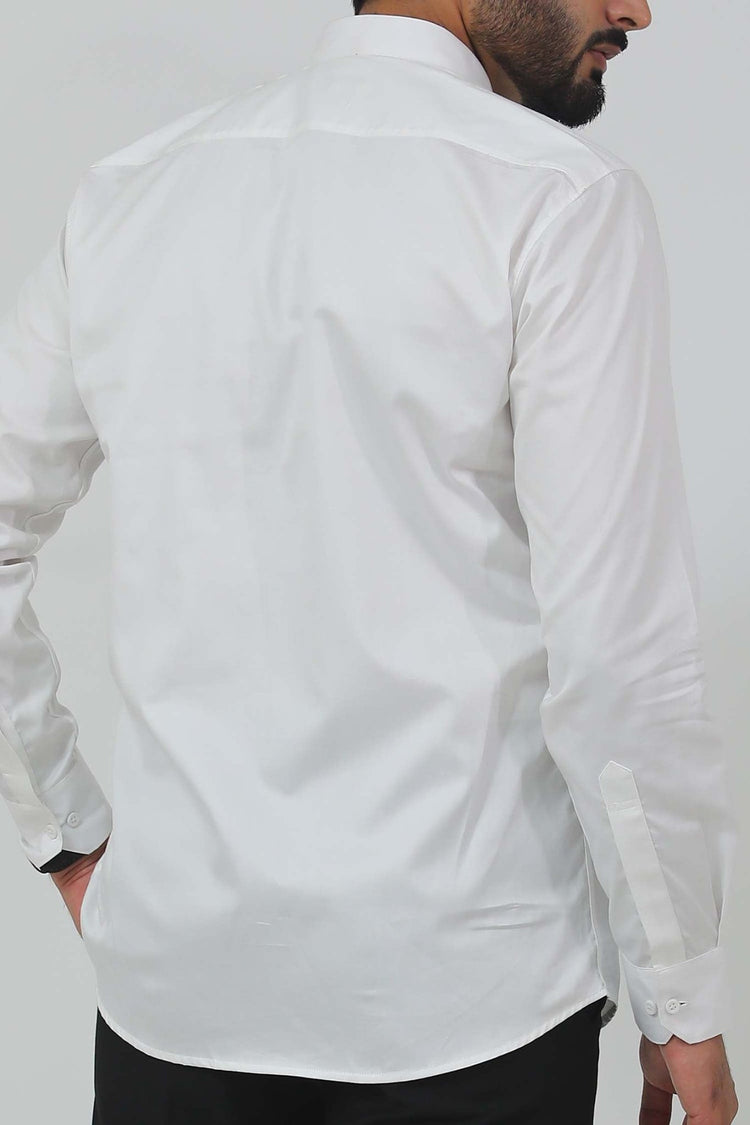 Bluebird Men's White Mandarin Collar Formal Shirt - Veshbhoshaa