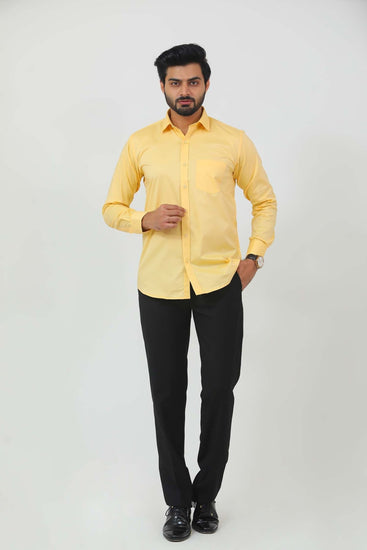 Bluebird Men's Yellow Formal Shirt - Veshbhoshaa