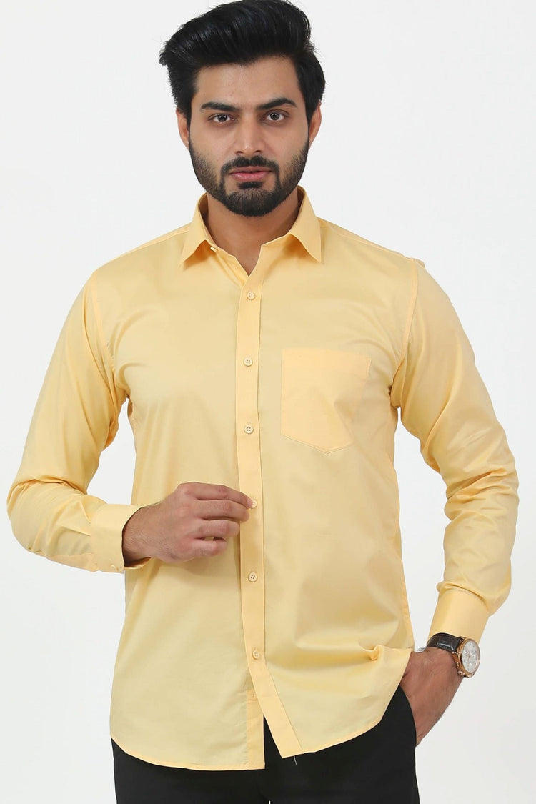 Bluebird Men's Yellow Formal Shirt - Veshbhoshaa