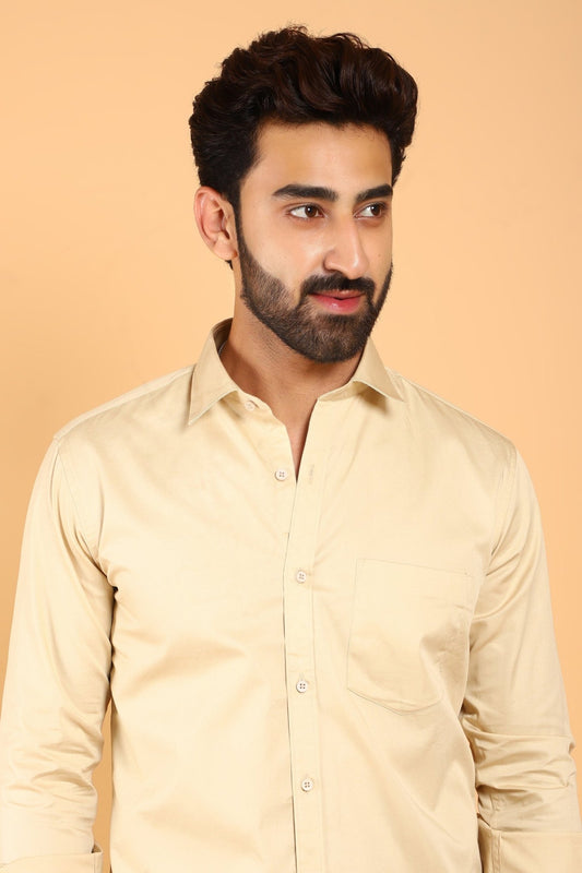 Bluebird Men's Yellow Premium Satin Shirt - Veshbhoshaa