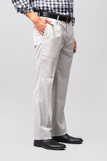 Bluebird Modern Light Grey Pleated Trouser - Veshbhoshaa