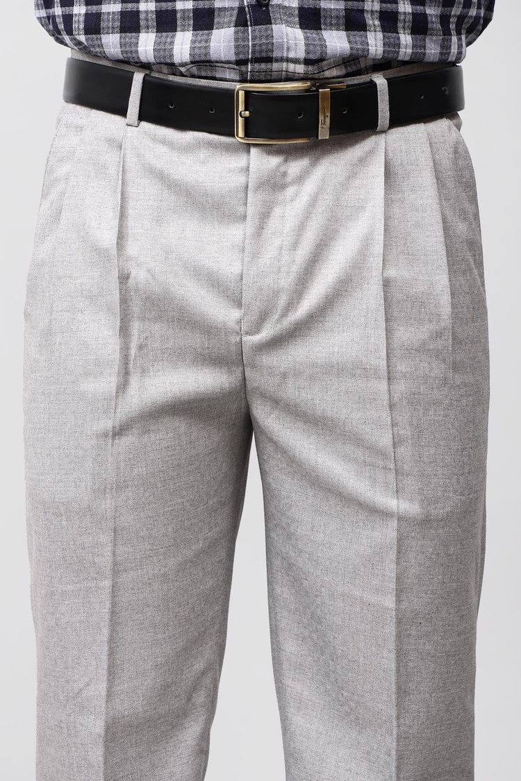 Bluebird Modern Light Grey Pleated Trouser - Veshbhoshaa