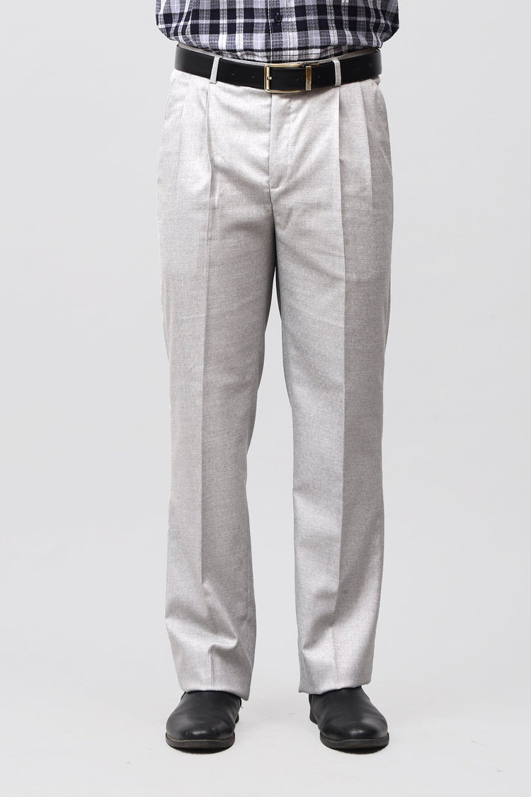 Bluebird Modern Light Grey Pleated Trouser - Veshbhoshaa